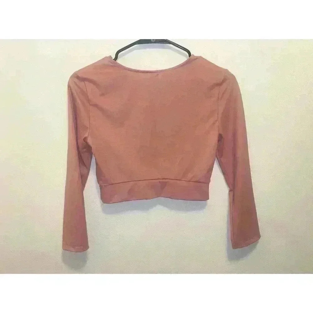 Victorias Secret Sport Womens Pink Long Sleeved Crop Top Size XS - Picture 2 of 3